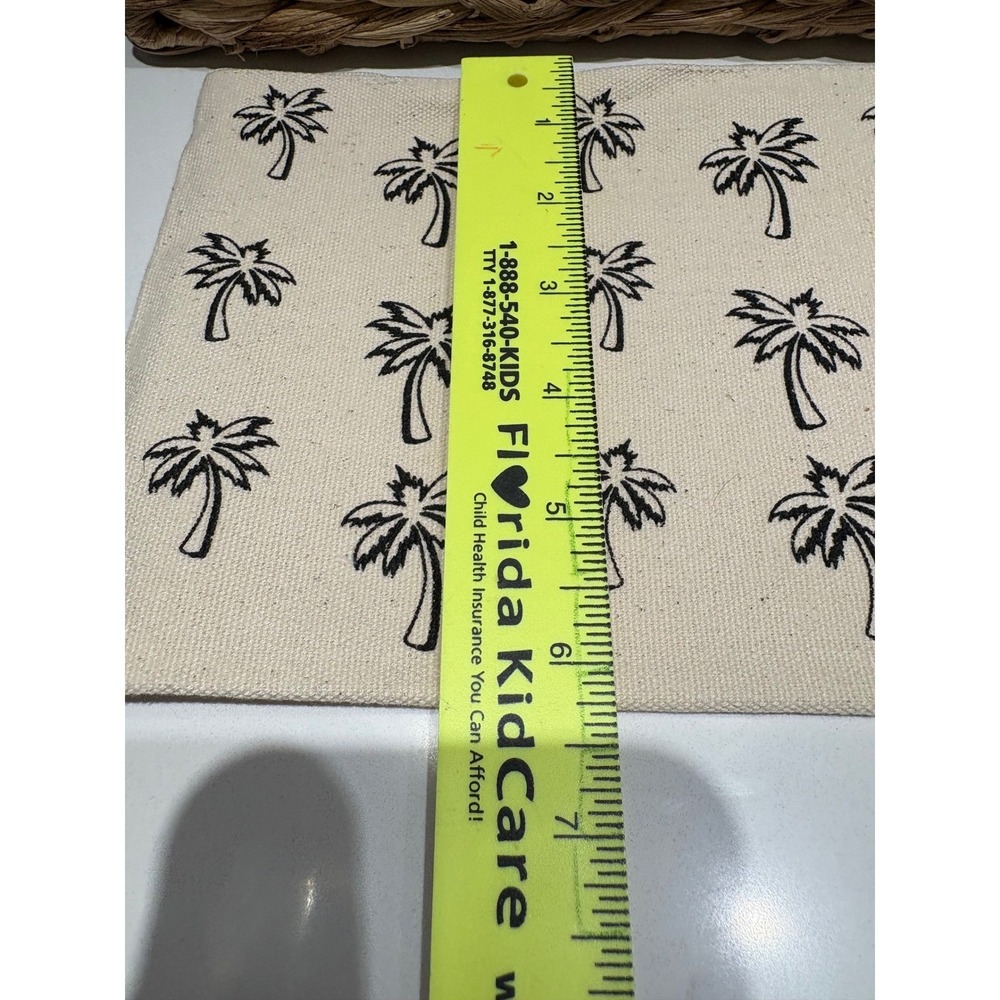 AOA Studio Canvas Makeup Bag Palm Tree Print Beige Black Zipper Pouch BOHO NEW - Picture 4 of 6